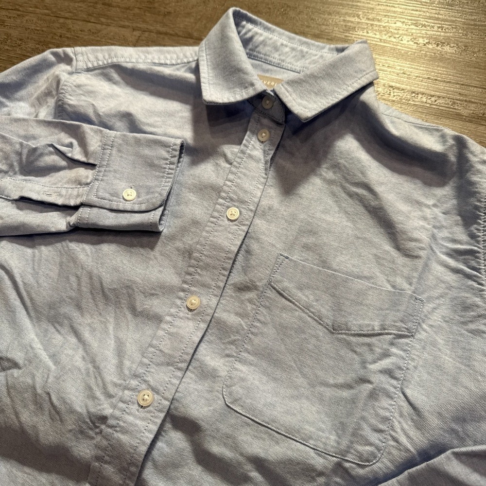Everlane Shirt Womens 0 Blue 100% Organic Cotton Oxford Classic Preppy Button Up